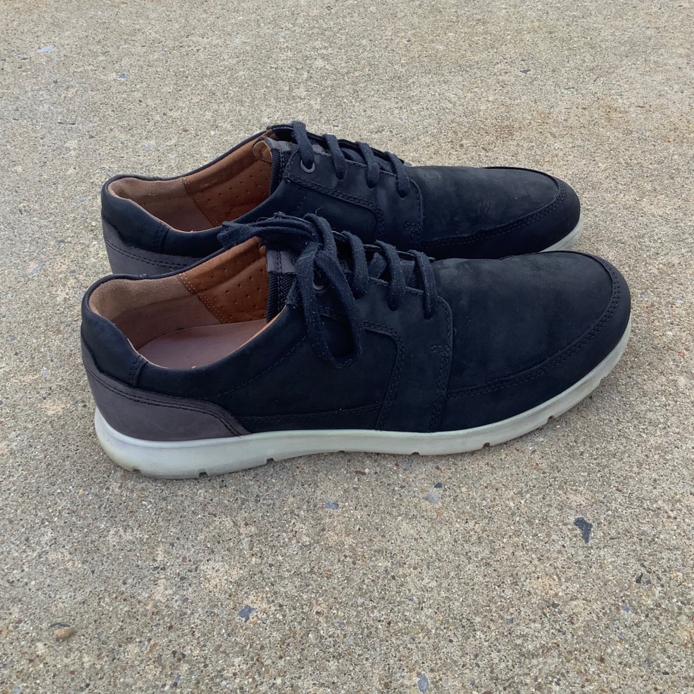 ECCO Kyle Mens Black Nubuck Leather Low Top Lace Up Casual Sneakers SZ 12 Shoes